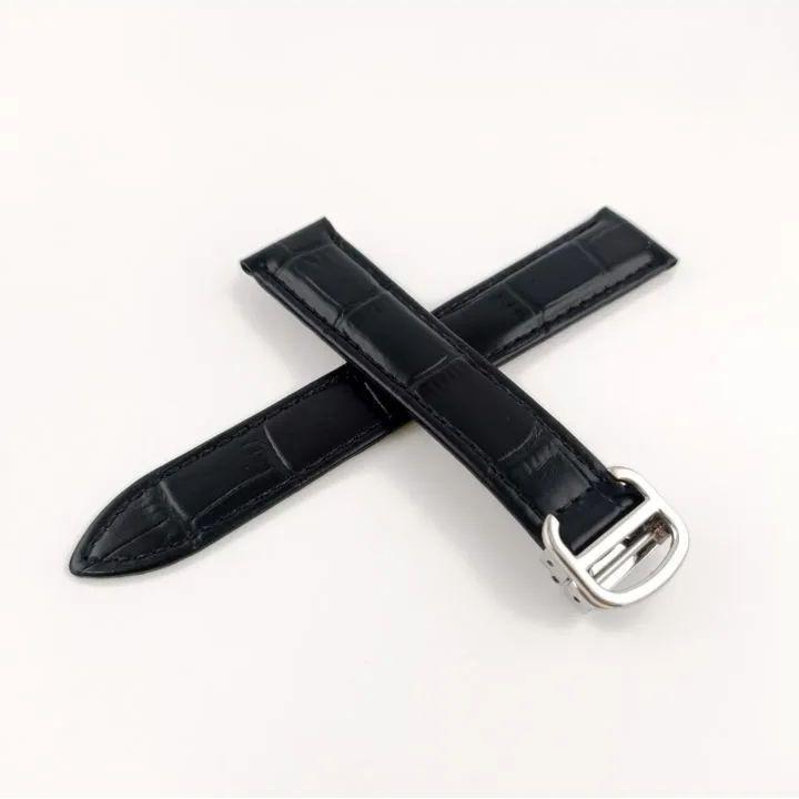 Used 18mm Watch Leather Belt Black Waterproof with Buckle [Compatible with] Cartier Tank, etc. Cartier