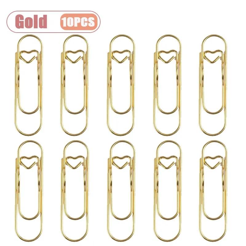 10-100PCS Heart Shaped Notebook Clips Creative Bookmark Page Holders Metal Pen Clips for Journal Planner Office Supplies