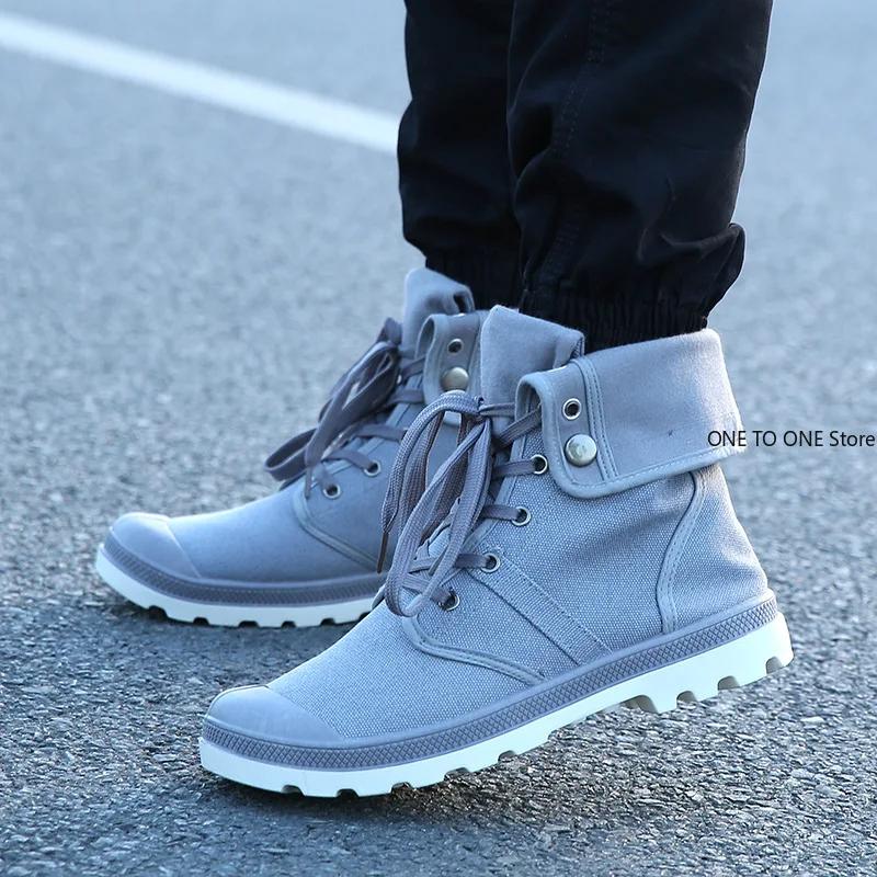 Móda Módní plátěné boty s vysokým svrškem pro muže Outdoorové platformové ležérní boty Pohodlné šněrovací pánské tenisky Zapatos Hombres Nadměrná velikost