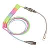 Gaming Keyboard Cable Gradient Color RGB Luminous Custom Mechanical Keyboard Retractable USB C Coiled Spring Cable Type