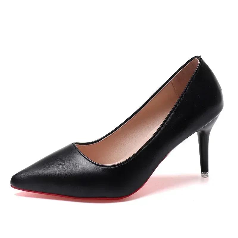 Black Stiletto Heels Pumps Women Patent Leather Office Shoes Woman Plus Size 43 Pointed Toe High Heels Shoes Zapatos Mujer