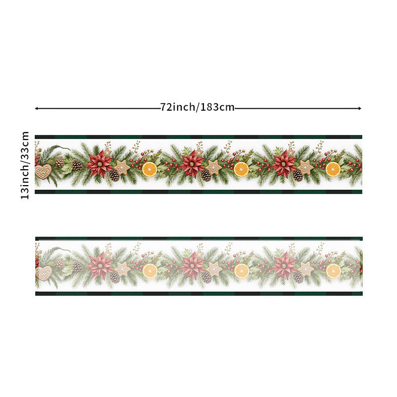 33*183cm Christmas Table Runner Set - Linen-Look Digital Print Holiday Decor for Dining Tables & Cabinets