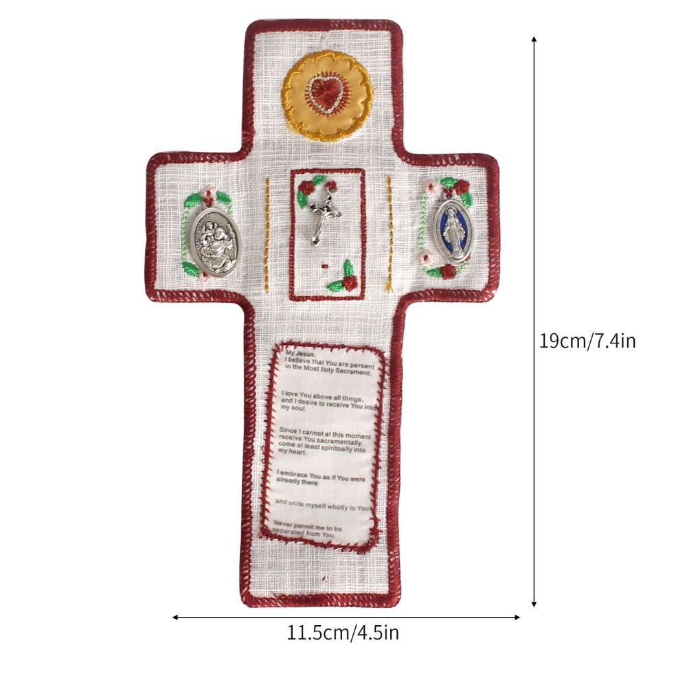 Silver Cross Mini Prayer Quilt Blessings Prayer Mat .Lightweight Pocket Shrine Meditation
