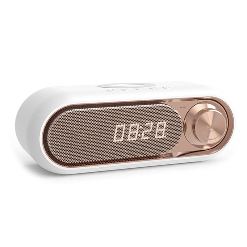 Portable Bluetooth-compatible Loudspeaker with Clock LED Time Display 15W Wireless Charging Multifunctional Digital Clock
