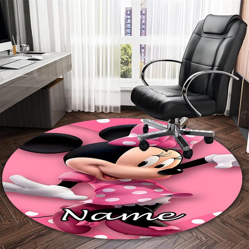 Customizable Minnie (8) Round Non-Slip Carpet - Ideal for Garden, Picnic, Office, Perfect for Decoration, Suitable For All Seasons