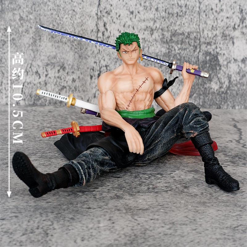 Anime One Piece Two Years Later Roronoa Zoro Sitting Ver. PVC Action Figure Statue Collection Model Kids Toys Doll Gifts 12cm