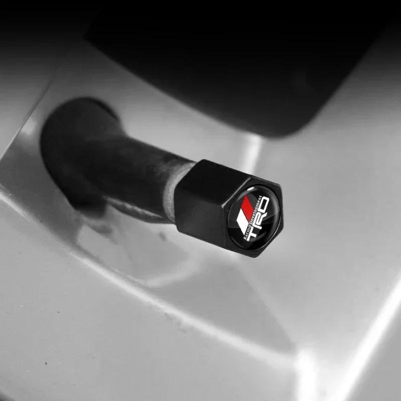 Car Badge Keychain Keyring With Tire Valve Cap Car Accessories For Toyota TRD Logo RAV4 Levin Reiz Corolla Chr Avensis Yaris