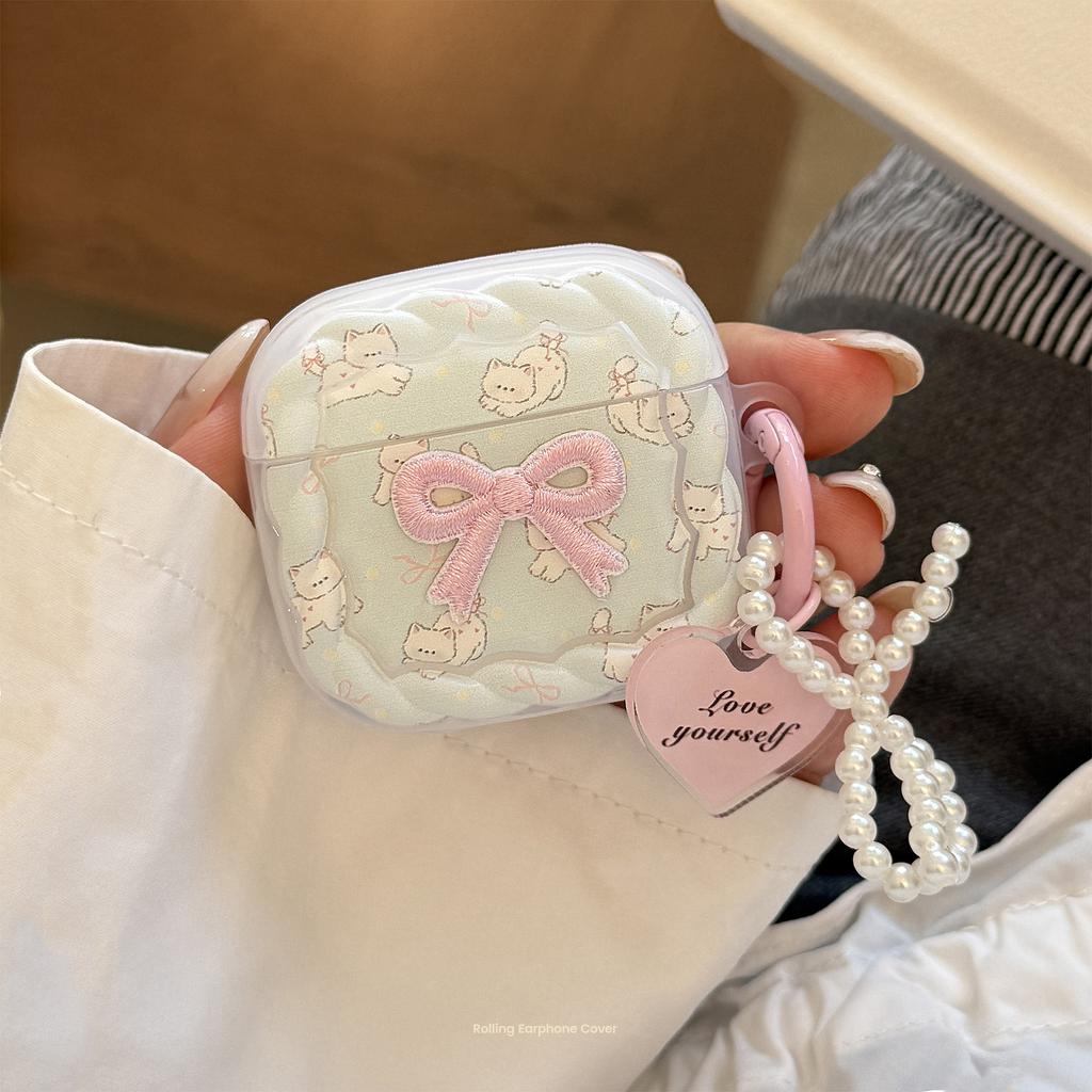 Sweet cat is suitable for Apple Airpods4 protective case Pro2 Bluetooth headset case 3rd generation pearl powder pendant 1/2.