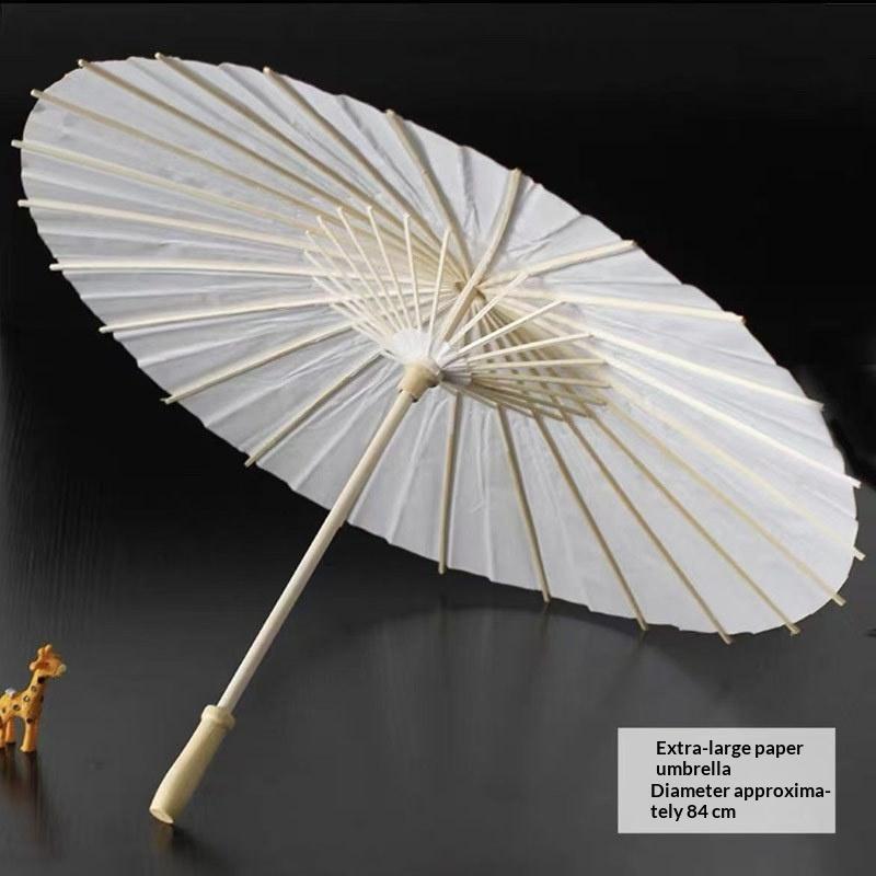 1Pc 20/30/40/60/84Cm Paper Umbrella Blank Diy Handmade Painting Supplies Long-Handle Blank Pography Prop
