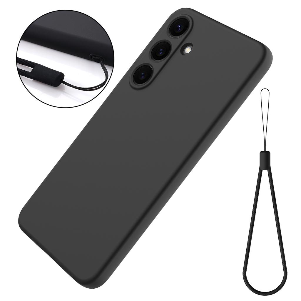 For Samsung Galaxy S25 FE Liquid Silicone Case Phone Back Cover with Hand Strap