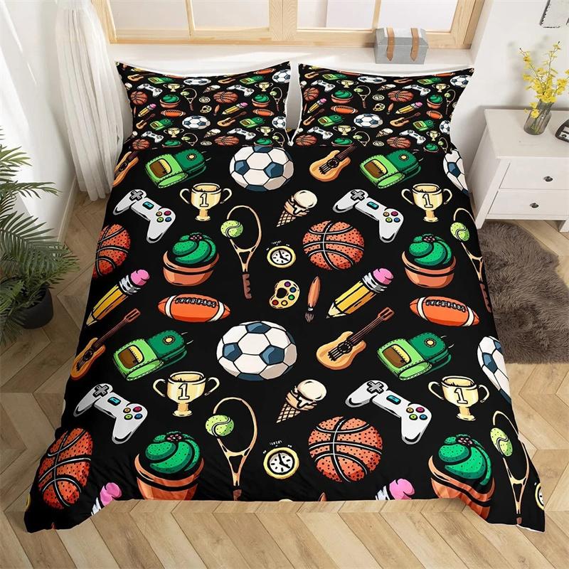 Tennis Ball Duvet Cover Set Sports Game Themed Bedding Set Twin Size For Kids Teens Adult Tennis Racket Ball Comforter Cover