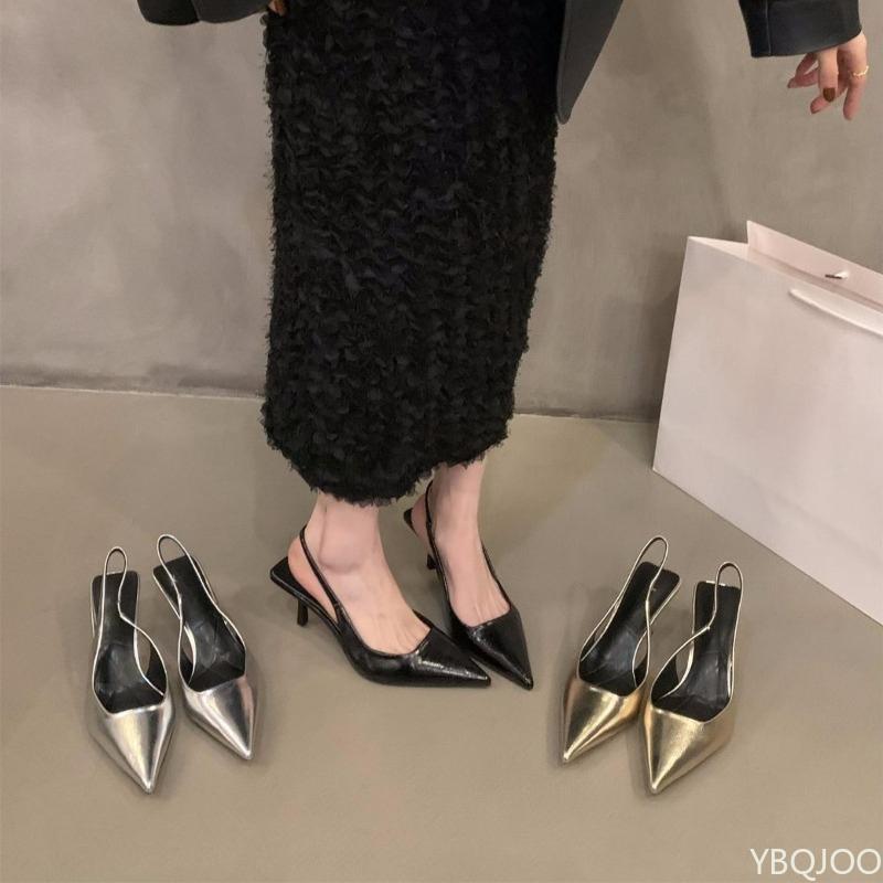 Fashion Sharp pointed temperament toe sandals new spring summer back air fashion elegant solid color versatile women's single shoes