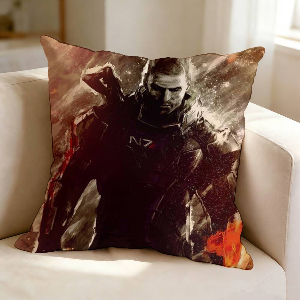 Scifi game MMass Effect NN Square DoubleSided printed Pillow Case Bedroom Bedside Pillow Sofa Cushion Cover