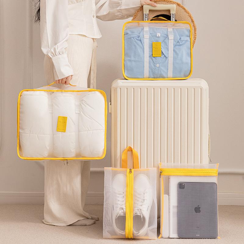 Nuovo Set da Sette Pezzi di Borse da Viaggio in Rete di Nylon per Valigie, Vestiti, Scarpe, Organizzatore per Intimo, Borsa Portaoggetti, Borsa da Bagaglio