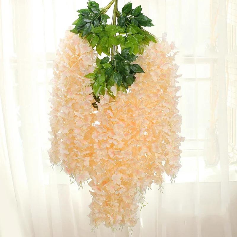 12Pcs Wisteria Flowers Ratta Extra Long Artificial Silk Flower Hanging On The Wedding Garden Outdoor Party Home Garden Decorat