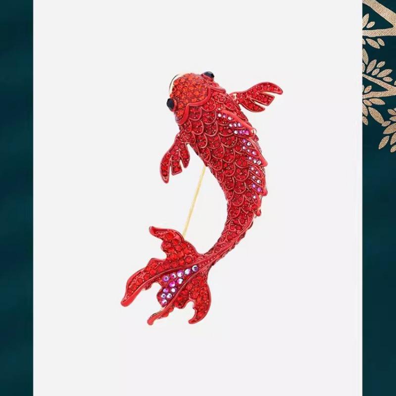 Creative Koi Brooch, High-end Women's Exquisite Festive Lucky Carp Corsage, Niche Design Sense Brooch