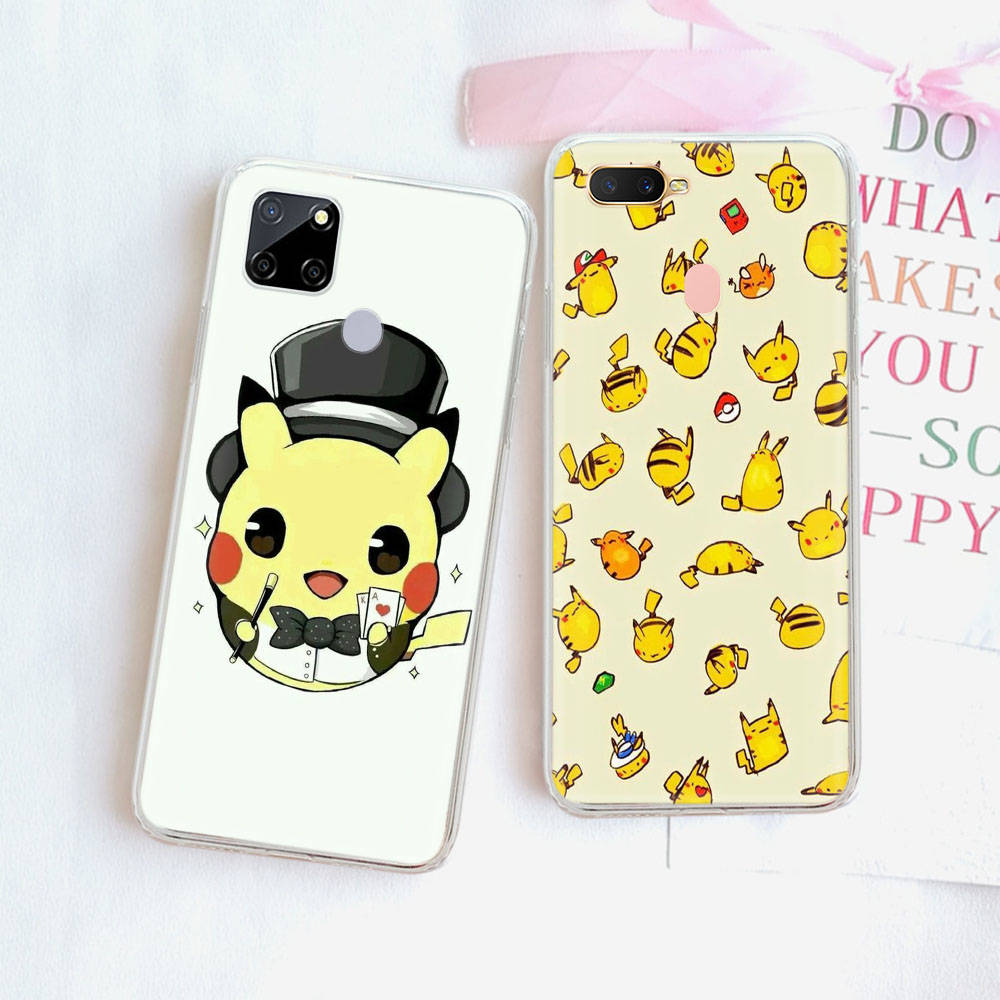 Transparent Case for Samsung A04 A14 A23 A34 A54 M23 M33 M52 M53 Realme Narzo 50 50I 50a Prime C35 C55 C30S 10 9 Pro K-90 Lovely Pikachu