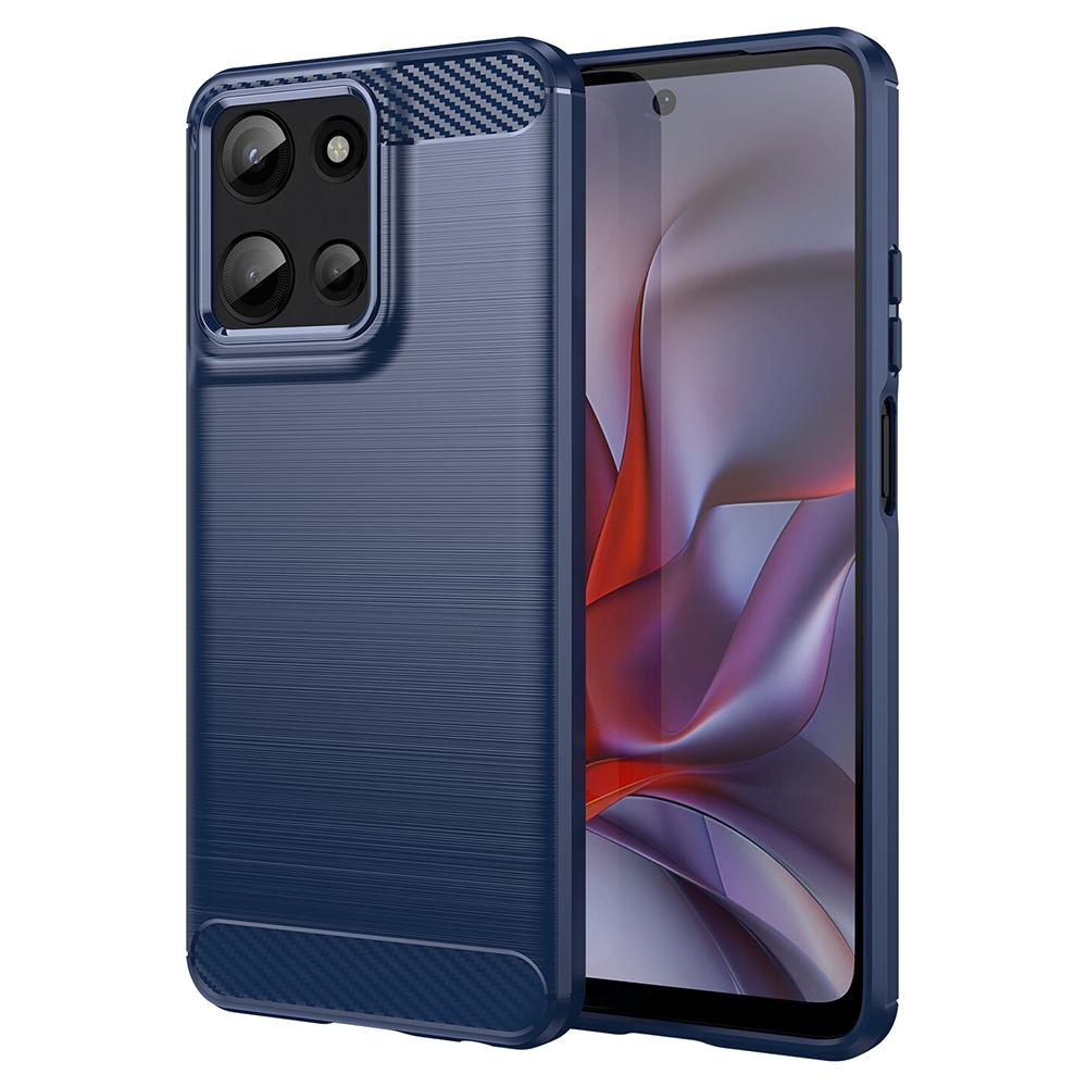 

For Motorola Moto G Play (2025) 4G/G 5G (2025) Case Carbon Fiber Texture Brushed Phone Back Cover Blue