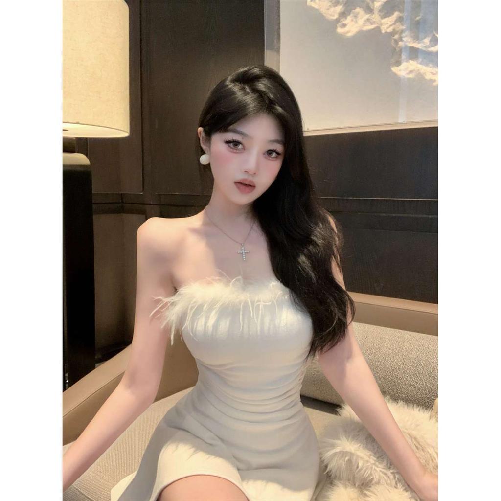Sexy Tube Top Dress High Waist Temperament Waist Irregular Thin Korean Version Dress Short Skirt