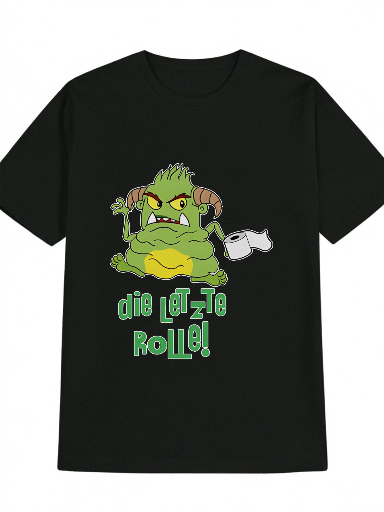 Casual Graphic T-shirt - Black with Green Monster & Yellow Abdominal Print XXL