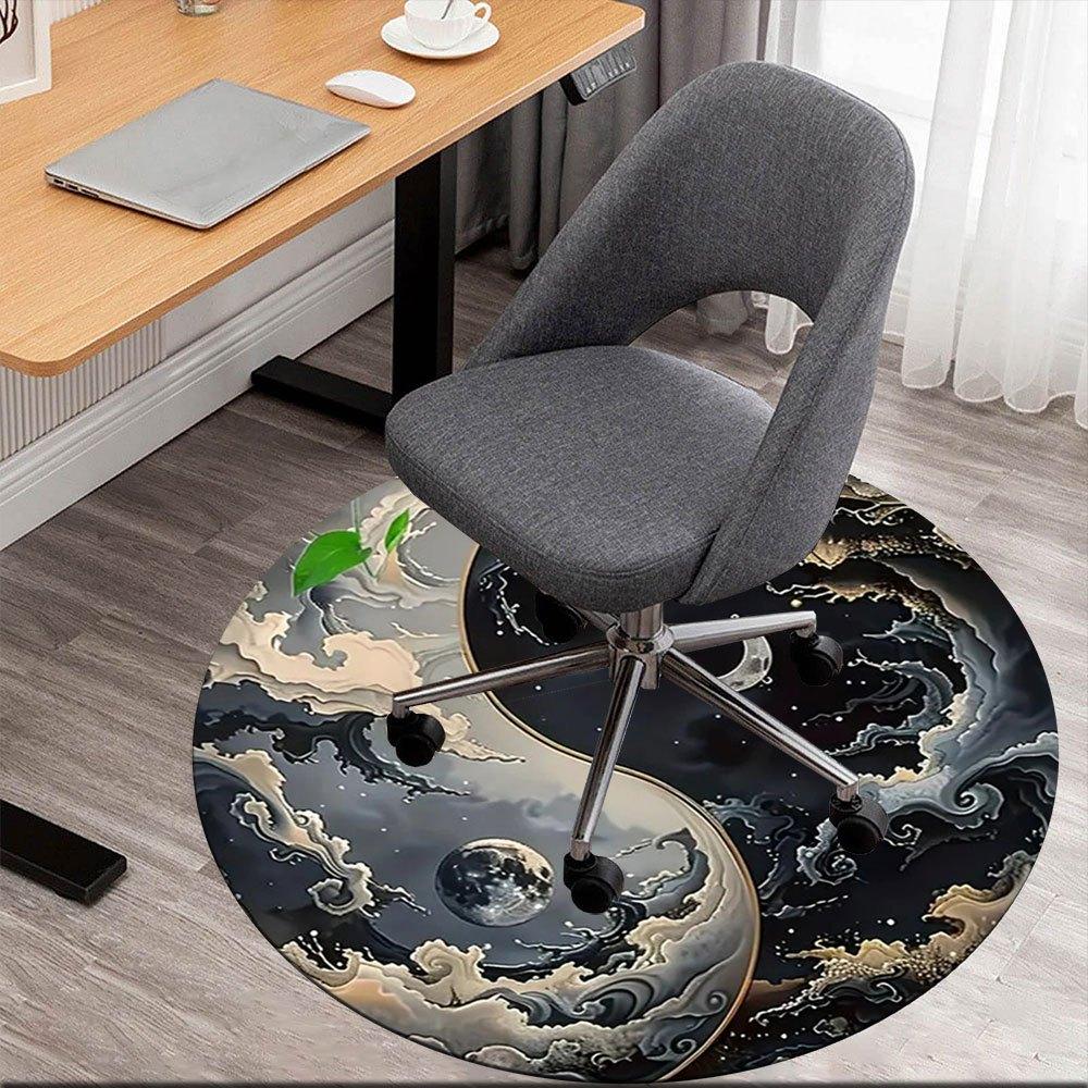 

Yin Yang Moon Phase Wall Art DecorRound Non-Slip chair mat chair carpet for office Rugs for Office Decor Gift For Valentine s Day Mother s Day Hallowe 80cm by 80cm
