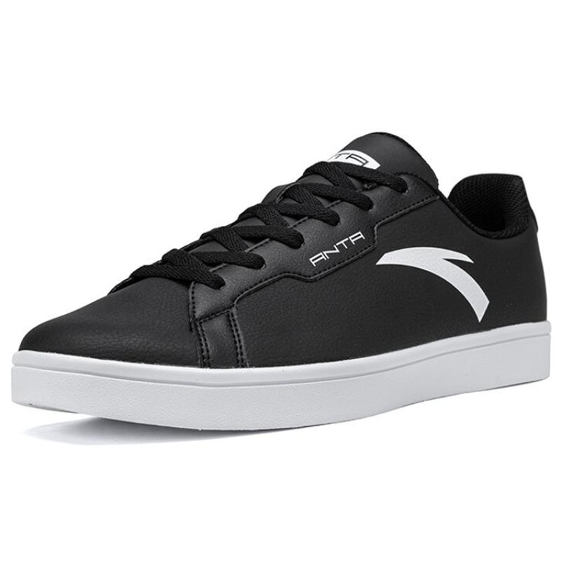 Anta Synthetic Leather Comfortable Slip Resistant Abrasion Resistant Low Top Skateboard Shoes Men's Black Sneakers 912028003-1