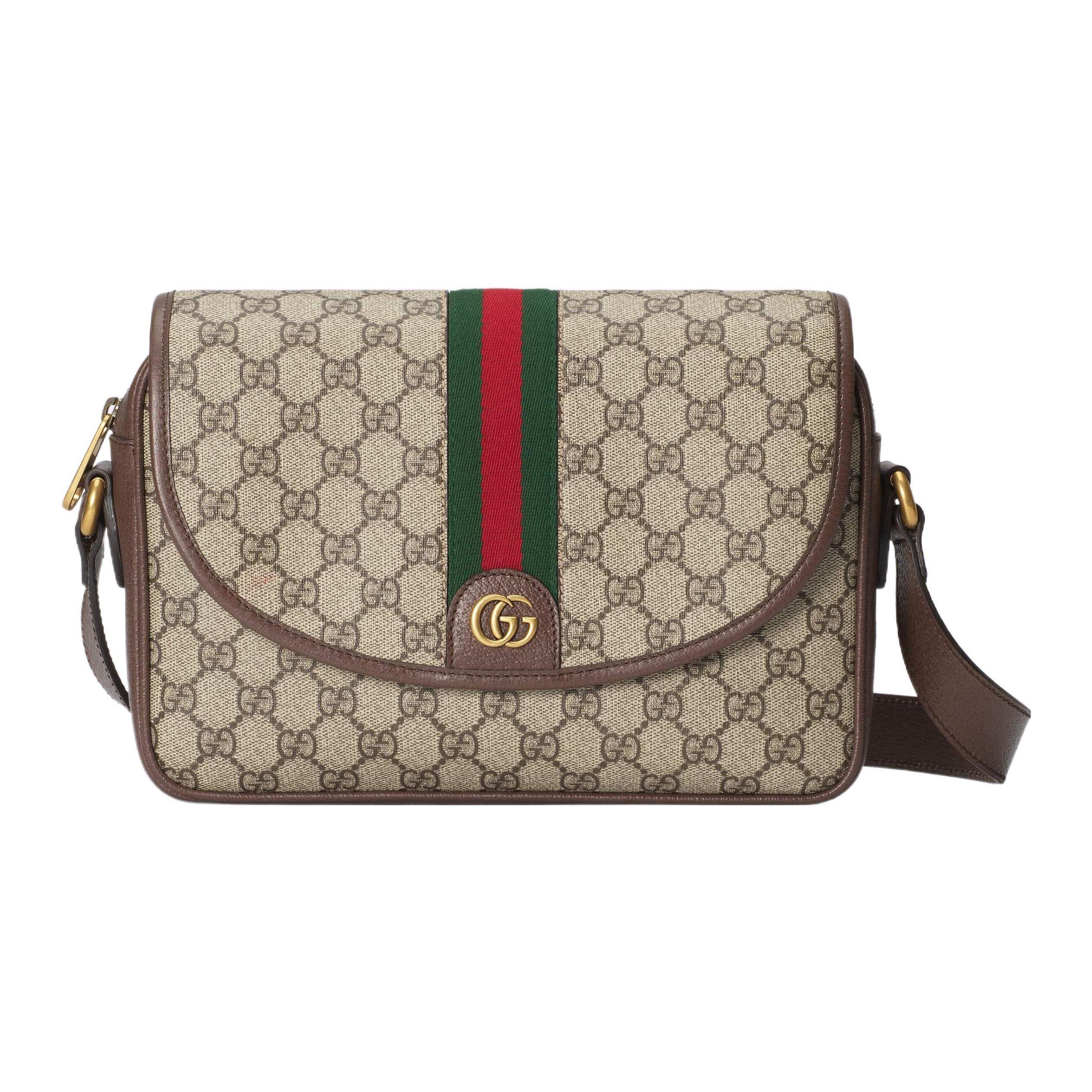 

Сумка Gucci Ophidia GG Supreme Canvas зі смужкою Web та клапаном, крос-боді, із золотим логотипом Double G, унісекс, для розкішного повсякденного використання Basic Set (Bag+Dust Bag)