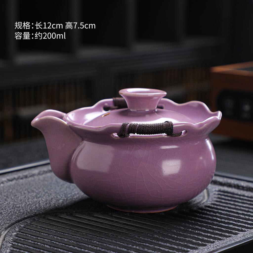 Ru kiln open keramische theepot Kung Fu theeset enkele pot ijsbarstglazuur bubbeltheepot schaduw cyaan paarsglazuur theepot