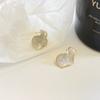 White Enamel Cloud Women's Stud Earrings Irregular Shape Gold Metal Side Wave Uneven Unusual Small Earrings for Girls
