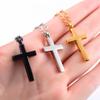 Christian Stainless Steel Cross Pendant Necklace for Women Men Charms for Chain Choker Minimalist Prayer Jewelry Accessories