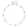 ZMZY Simple Pink Crystal Flowers Choker Necklace Statement Accessories Fashion Women Rhinestone Collar Necklace Clavicle Jewelry