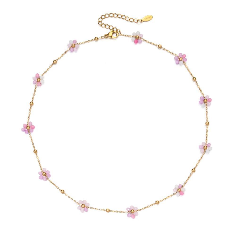 ZMZY Simple Pink Crystal Flowers Choker Necklace Statement Accessories Fashion Women Rhinestone Collar Necklace Clavicle Jewelry