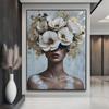 Flowers Head Art Female Portrait Canvas Painting Modern Wall Art Woman Portrait Posters and Prints Living Room Home Decor