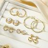 Geometric Faux Pearl Earring Set Flower Heart Fashion Exquisite Earrings Earrings Set
