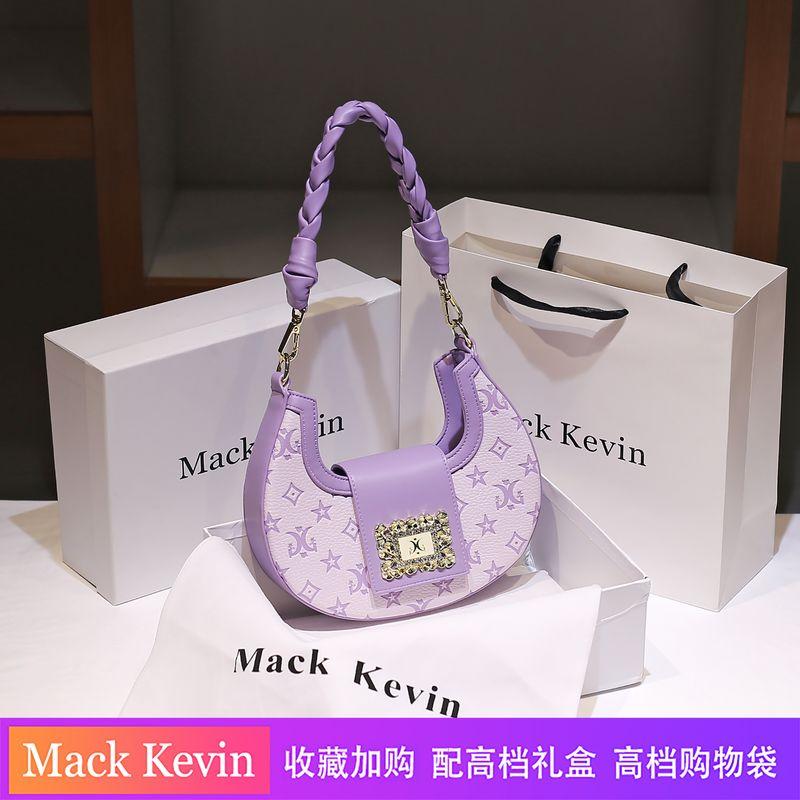 

Mackkevin Сумка-полумесяц из натуральной кожи через плечо женская 2025 новая высококлассная нишевая дизайнерская сумка-мессенджер Purple