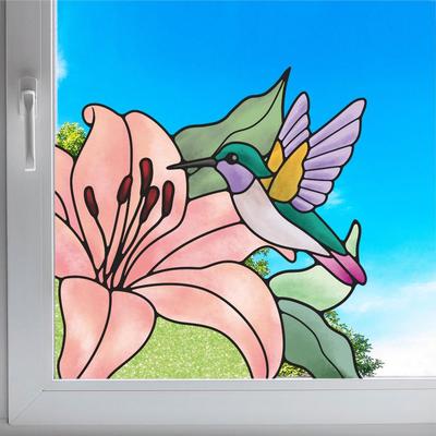 Double-Sided Transparent Flower & Bird Window Corner Sticker
