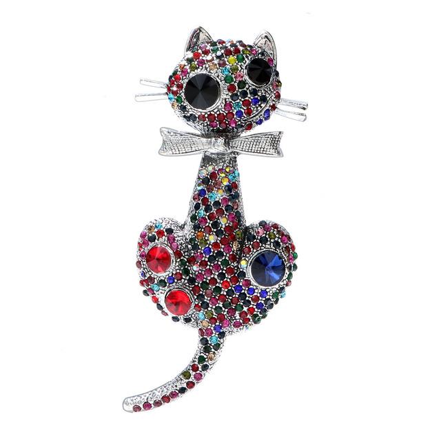 

Стразы милые смешные большие броши кошки для женщин винтажные булавки в виде животных доступные цвета высокое качество новый год