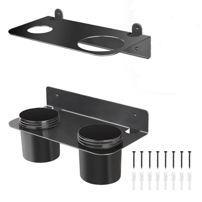 

Double Funnel Wall Mount Bracket Heavy Duty Steel Garage Organizer Support 1.7in-2.9in Double Hole Sizes for Automotive Fluids Oil Fuels 1