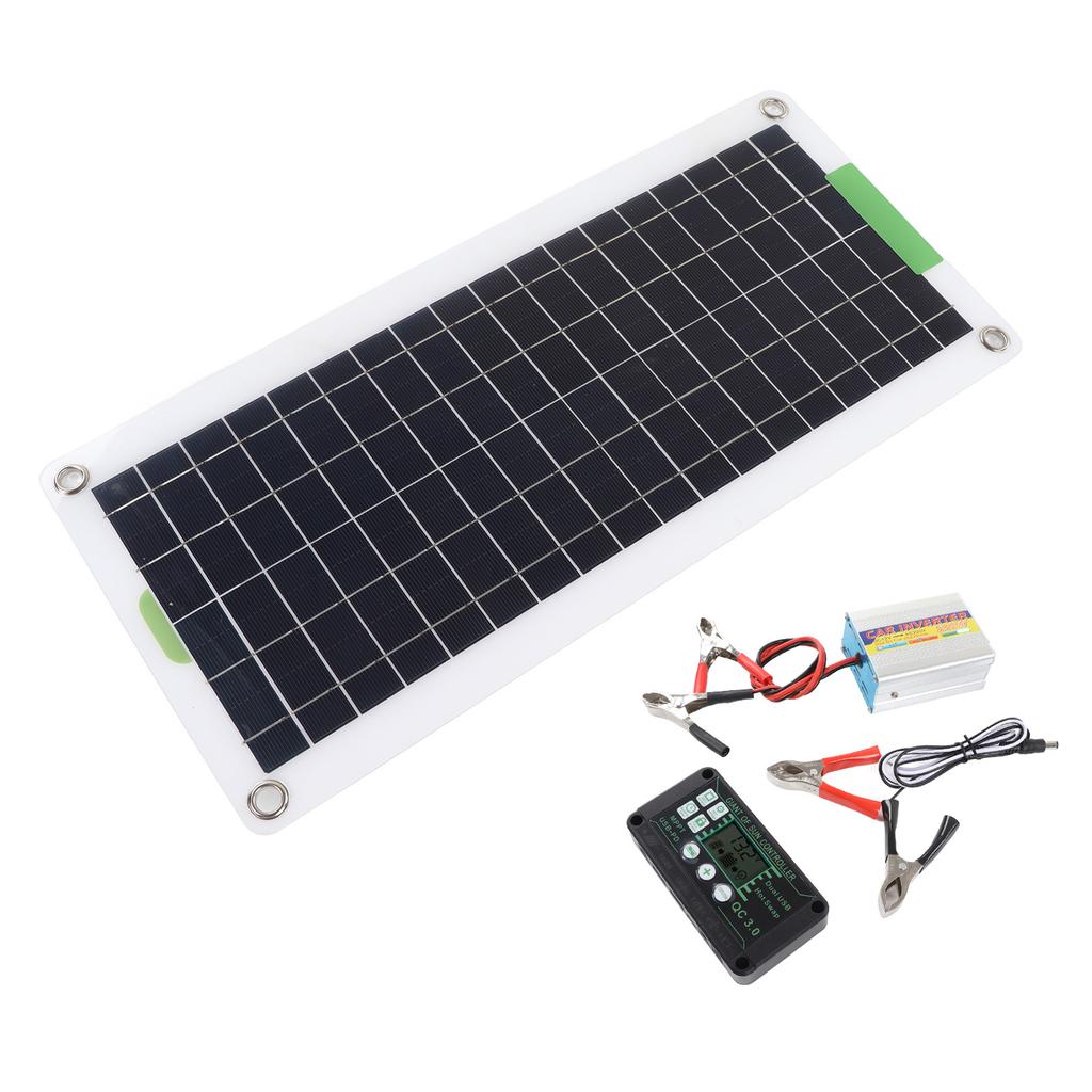 Solar Inverter Kit 220W Monocrystal Silicon High Output Portable Solar Panel Kit for Hiking Camping DC12V to AC220V