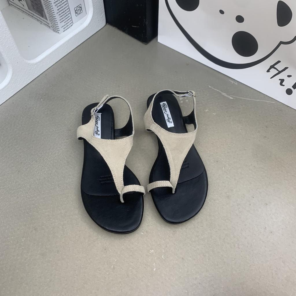 Fashion Women's sandals 2025 new fashion toe flat sandals for outdoor wear on the beach retro Roman