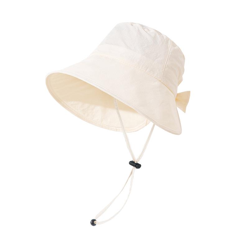 Summer Sun Protection Hat Women's Outdoor UV Protection Sun Hat with Ponytail Hole Hat Women's Big Eaves Show Face Small Bucket Hat