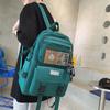 Canvas middle school student schoolbag Korean version fashion Harajuku casual backpack large capacity cartoon print set backpack