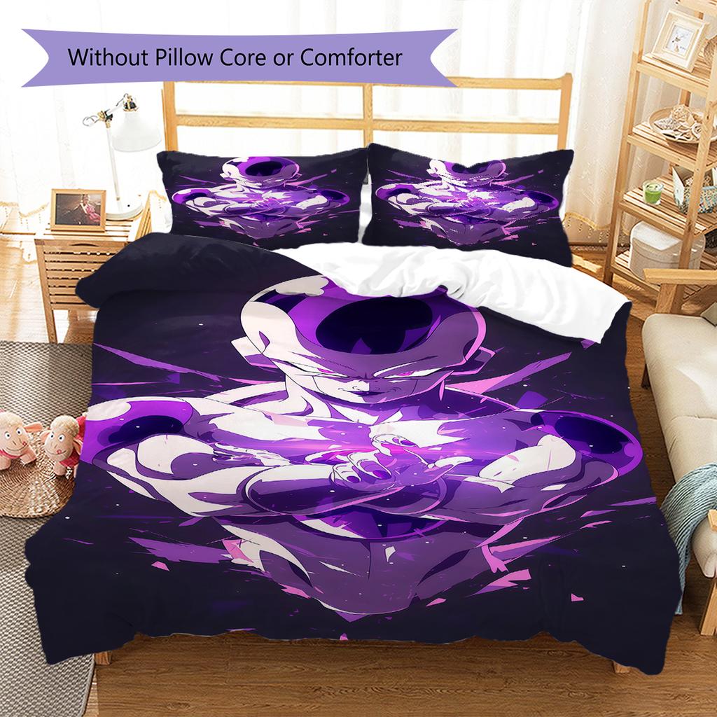 Frieza Pattern Bedding,Quilt Set Quilt Cover Pillowcase Home Birthday Gift (1 * Duvet Cover + 2 * Pillowcase, Without Core)
