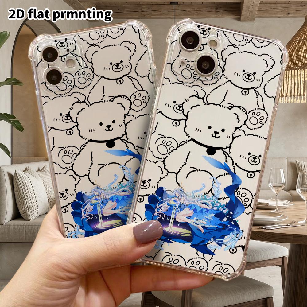 Phone Case: 2D flat suitable for iPhone 18 17 16 15 14 13 Pro transparent corner protection case, mermaid girl, Christmas and Halloween gift