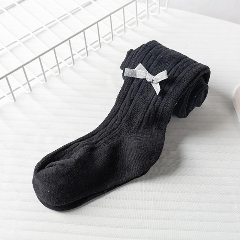 Khmer Cotton Tights for Children - Large Cable Knit, Open Crotch with Bowknot Style, Dual-Use Base Layer Pants for Toddlers and Girls