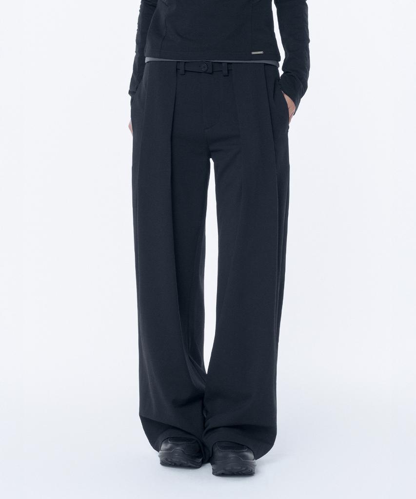 MISEKI SEOUL Big Pleats Belted Pants Black