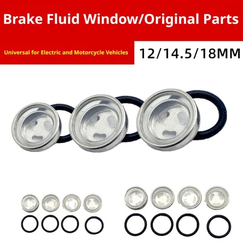 Brake Reservoir Sight Glass Kit for Motorcycle Service, 10-Piece Clear Glass Parts with Rubber Gasket Pieces for Upkeep