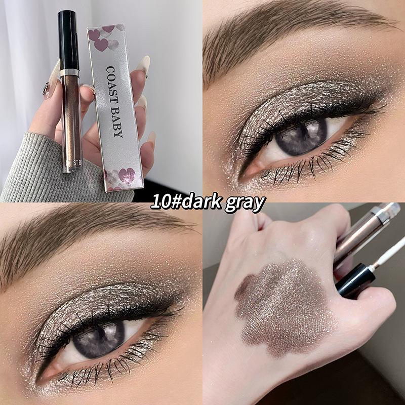 Glitter Liquid Eyeshadow 12-Color Golden Eyeshadow, Brown Glitter Eyeshadow, Eye Glitter Makeup Eyeshadow Stick, Quick- Long-Lasting Eyeshadow