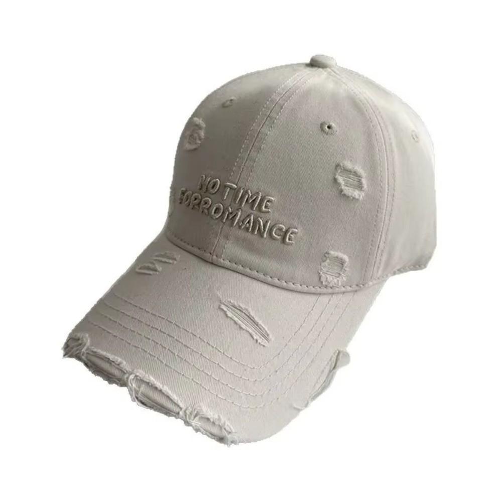Korean Letter Baseball Hat Alphabet Embroidery Holes Peaked Cap Casual Snapback Cap  Men Women