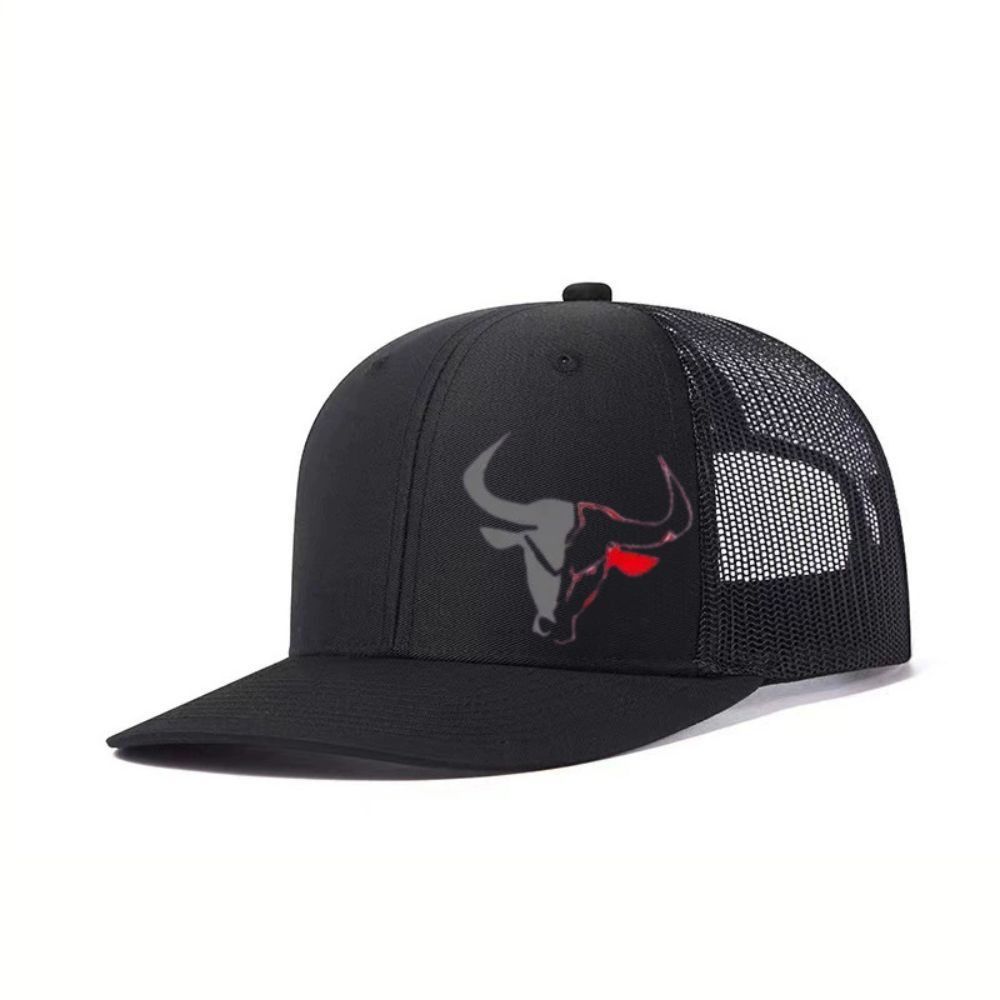 Casual Bull Head Print Summer Baseball Cap Breathable Mesh Sports Visor Adjustable UV Protection Sun Hats Men Women
